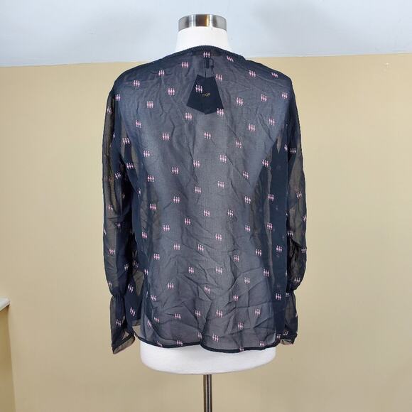 Maje Black Litea Printed Voile Blouse Size S - Picture 3 of 12